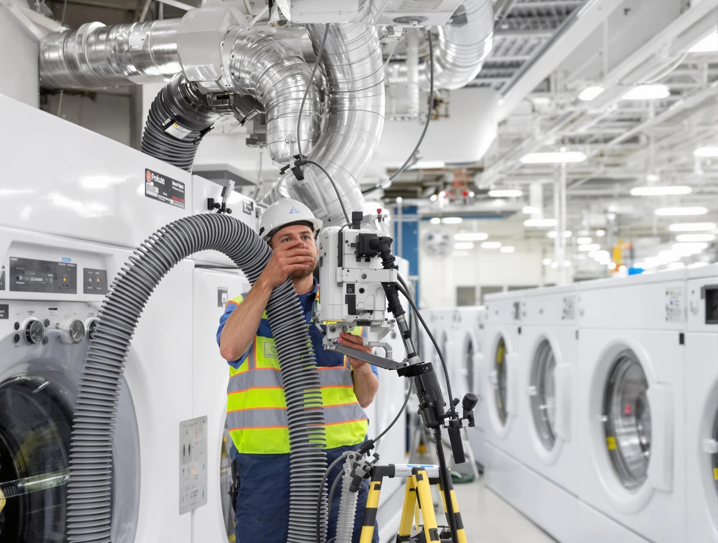 Golden Dryer Vent Cleaning team performing commercial-grade dryer vent cleaning at a business facility in Golden