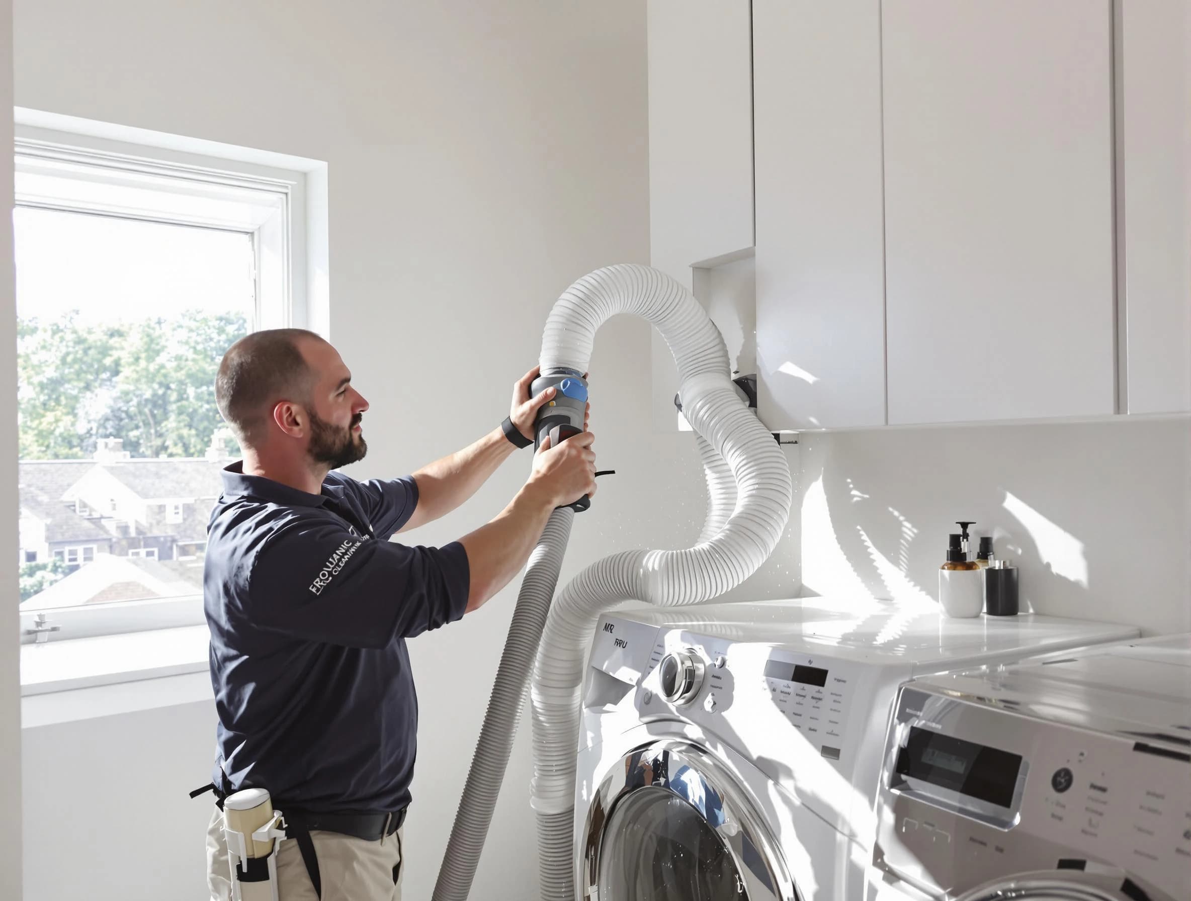 Certified Golden Dryer Vent Cleaning technician performing dryer vent cleaning in Golden