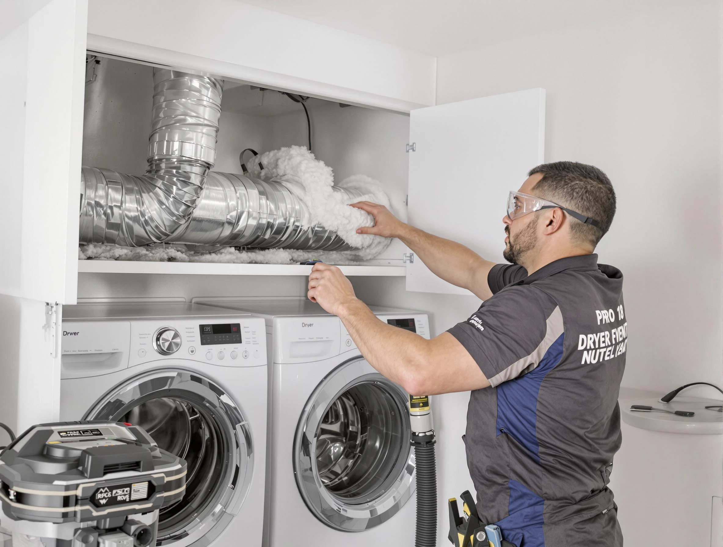 Golden Dryer Vent Cleaning certified technician performing specialized gas dryer vent cleaning in Golden